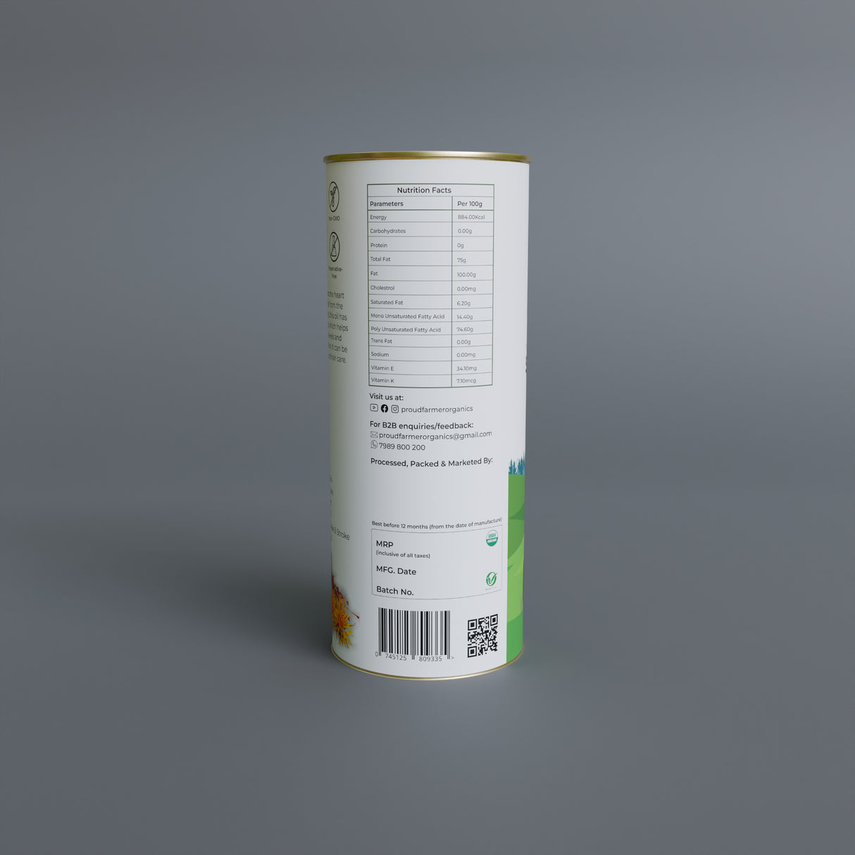 Organic Safflower Oil (Traditional Process)